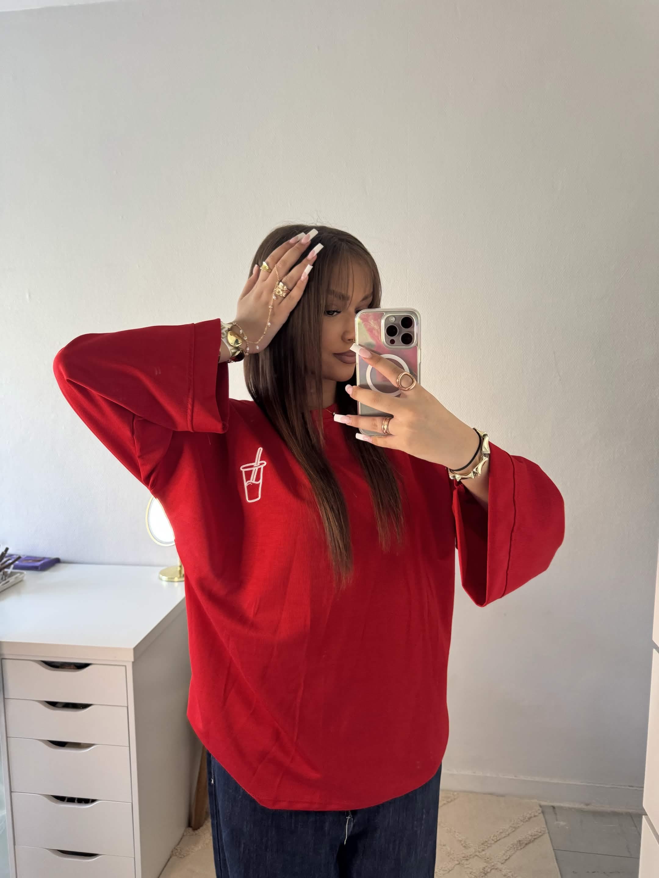 T-Shirt Matcha Rouge — Vue 1